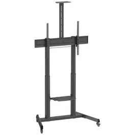 Aisens Soporte de Suelo para TV FT100TE-403, con Ruedas, Ajuste por Manivela, Inclinación, Bandeja DVD, Compatible con TVs de 60-100 Pulgadas, Carga 120 kg, Negro